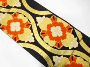 アンティーク　立涌に花模様織り出し袋帯（着用可）